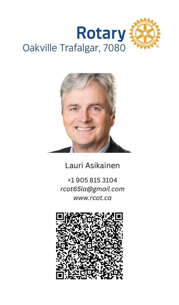QR CODES AND DIGITAL BUSINESS CARDS Rotary Club of Oakville Trafalgar