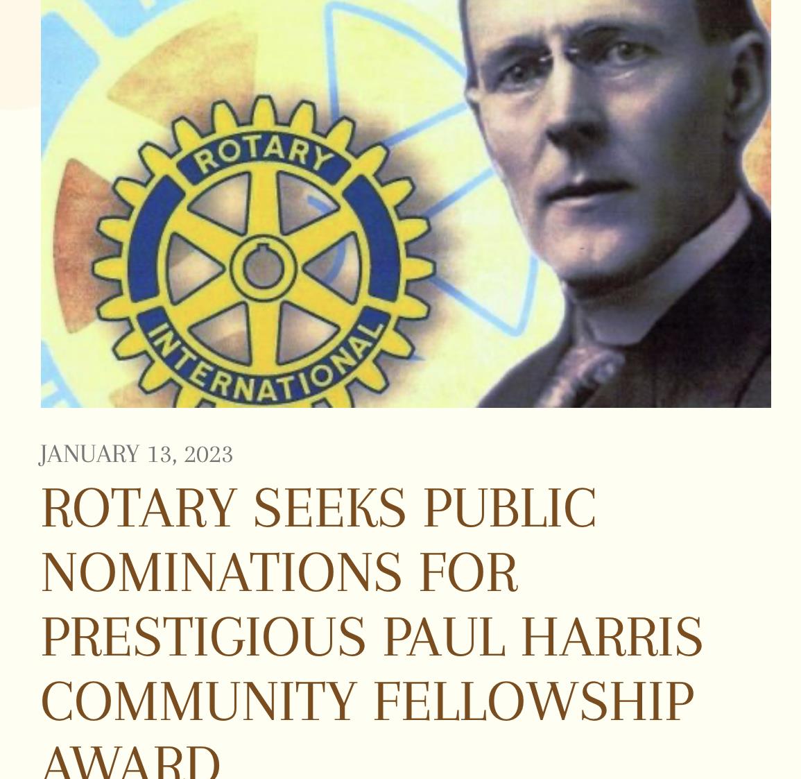 Paul Harris Award Nominations Rotary Club of Gravenhurst