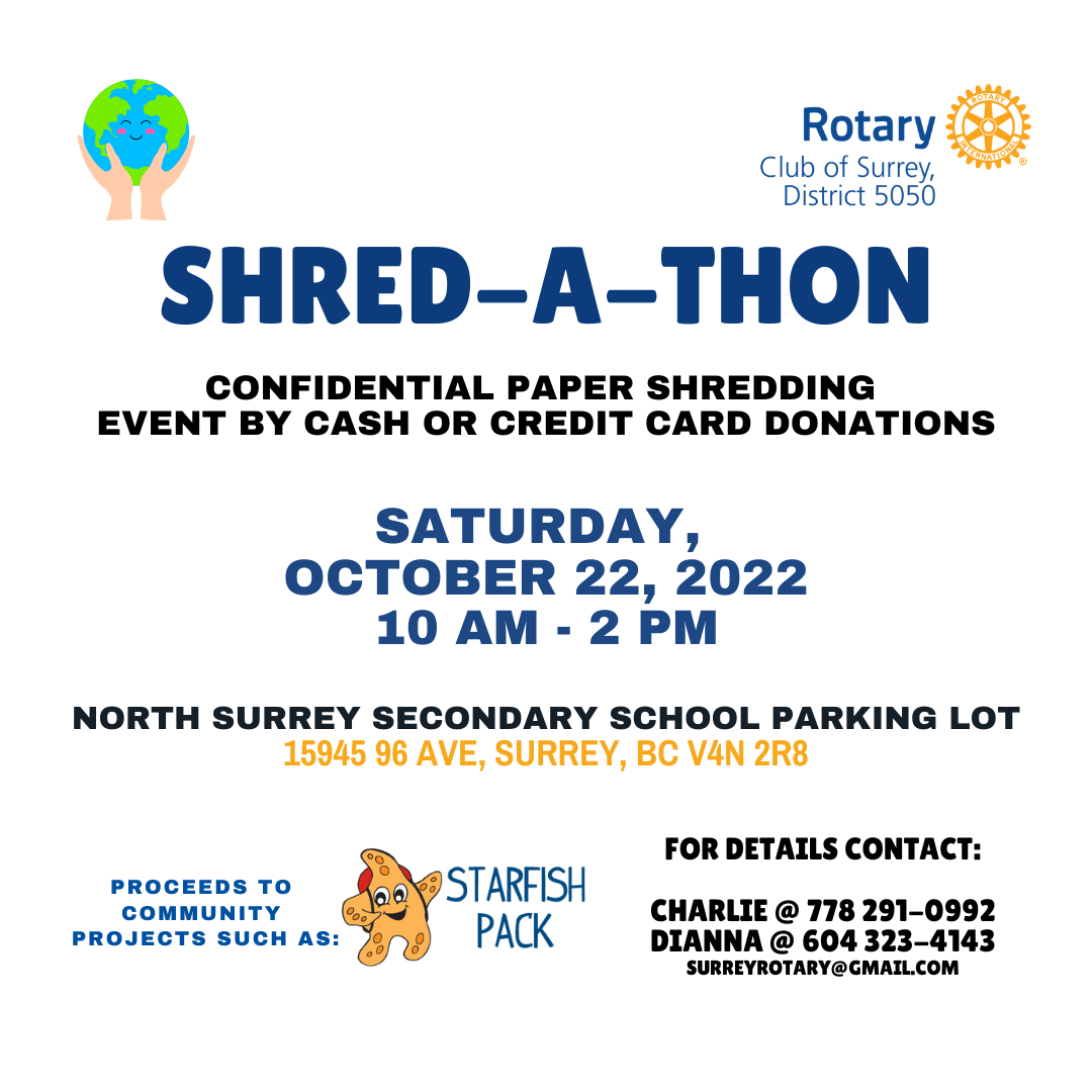 ShredaThon September 24, 2022 Rotary Club of Surrey