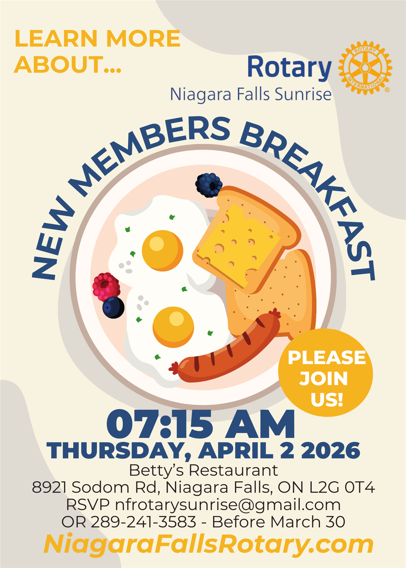 Rotary Breakfast Home Page | Rotary Club of Niagara Falls Sunrise