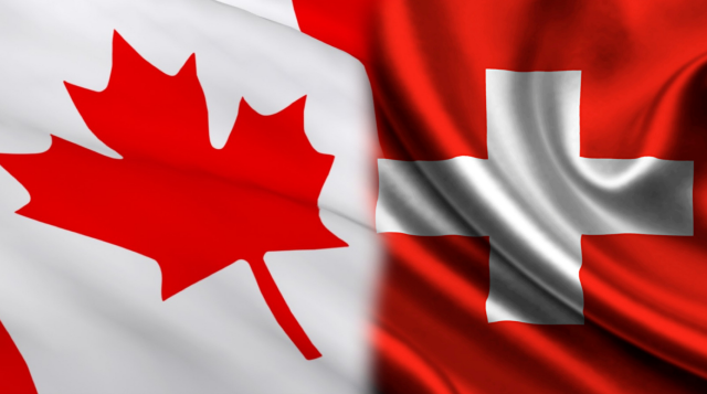 Canada and Switzerland Flags