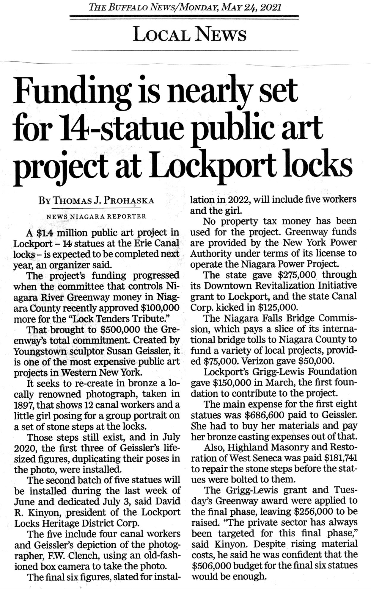 Funding is nearly set for 14-statue public art project at Lockport Locks