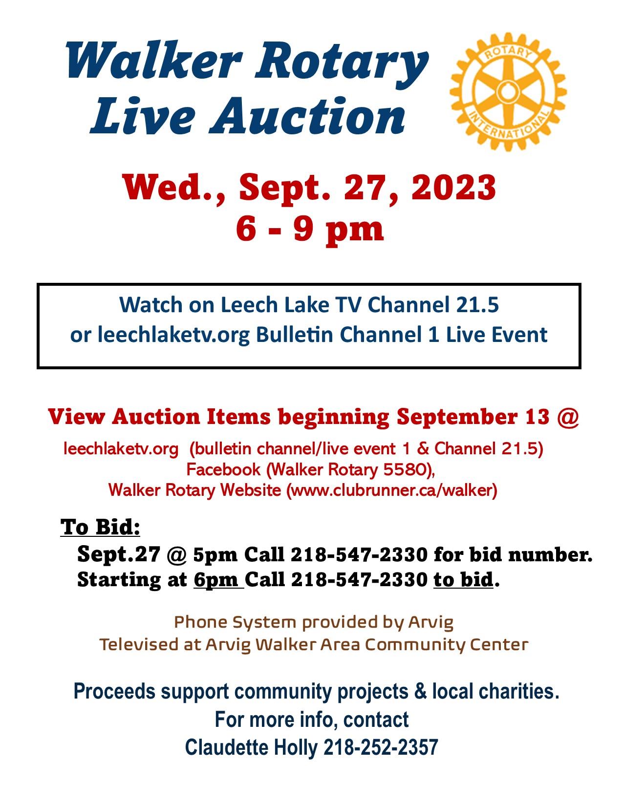 Walker Rotary's 2023 Live Auction - Sept 27, 2023 - | Rotary Club