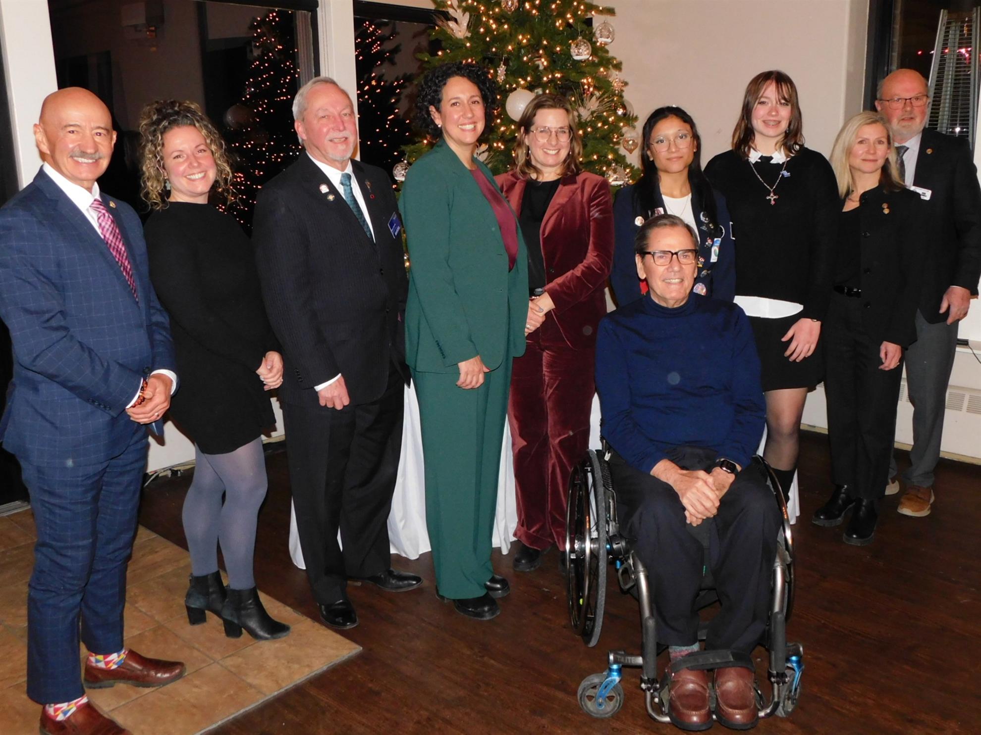 Left to right: In this photo, L-R: Deputy Mayor Tony Mancini,Paul Harris Fellow Magali Grégoire, , Rotary District North Atlantic Governor Marcel Gervais, MLA Claudia Chender, MLA Susan Leblanc,Paul Harris Fellow Gerry Post, Isabella Bruni, RYE, Ash Anderson,RYE,Paul Harris Fellow Rayleen Hill, Awards Event Chair Don Penwell