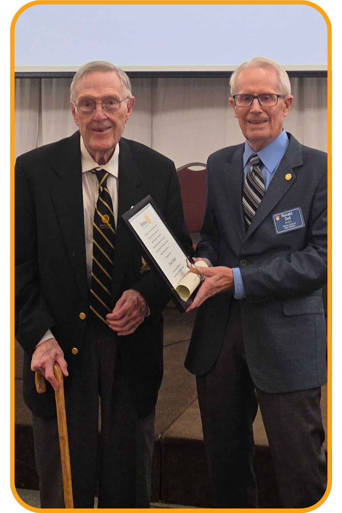 Clive Talbot being recognized as an Honoured Life Member