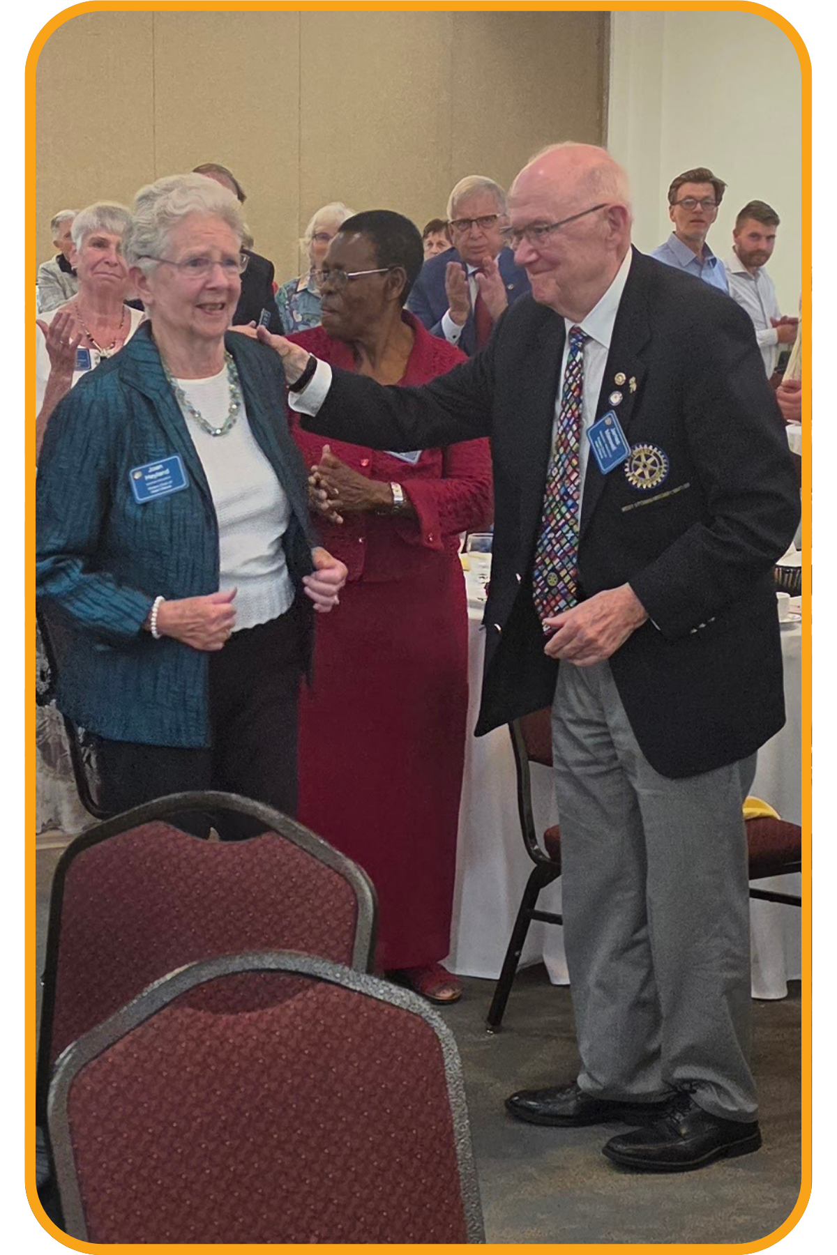 Joan Heyland being recognized as an Honoured Life Member