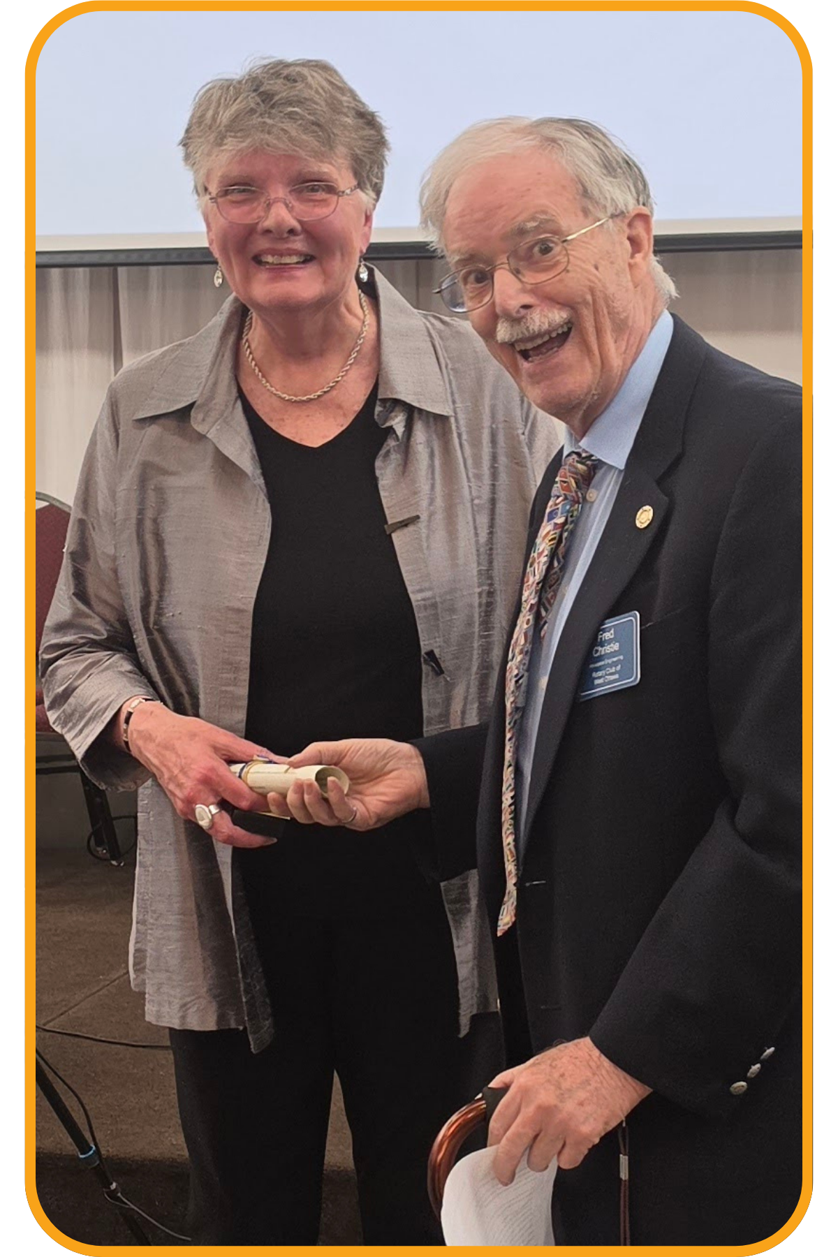 Marcia Armstrong receiving the Paul Harris Fellow Award