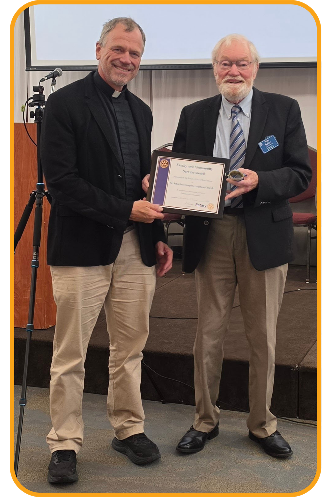 St. John the Evangelist Anglican Church receiving the Family and Community Services Award