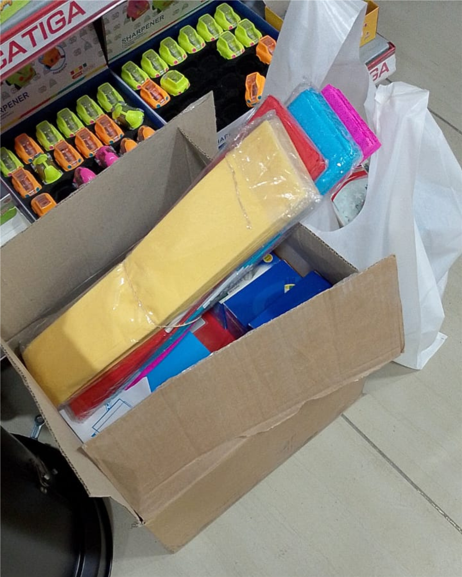 Coloured cardstock and classroom materials