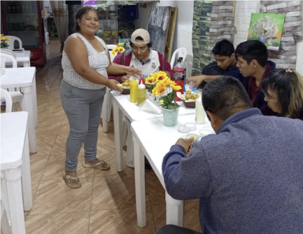 Catalina, serving food