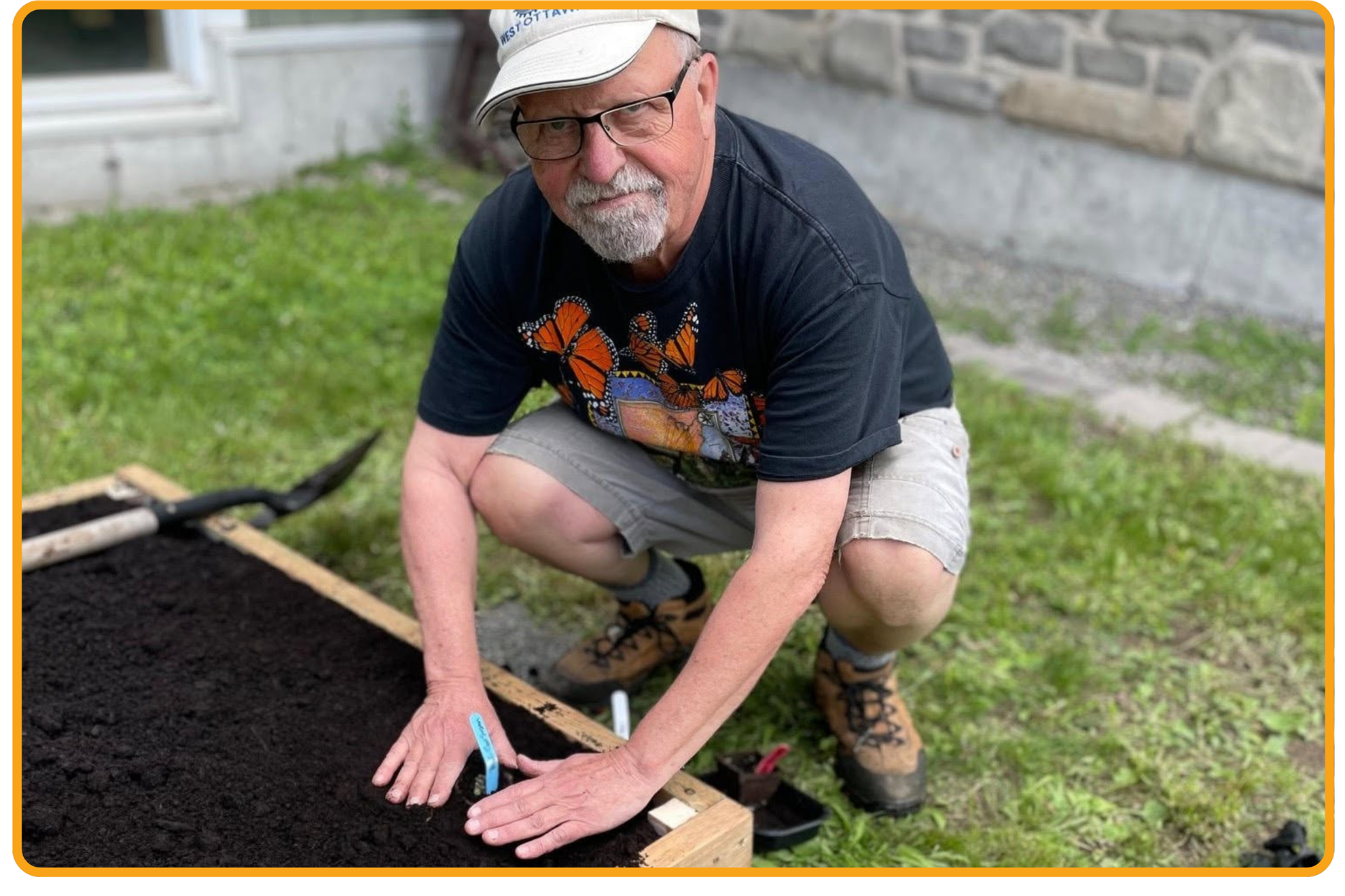 Volunteer with filled bed