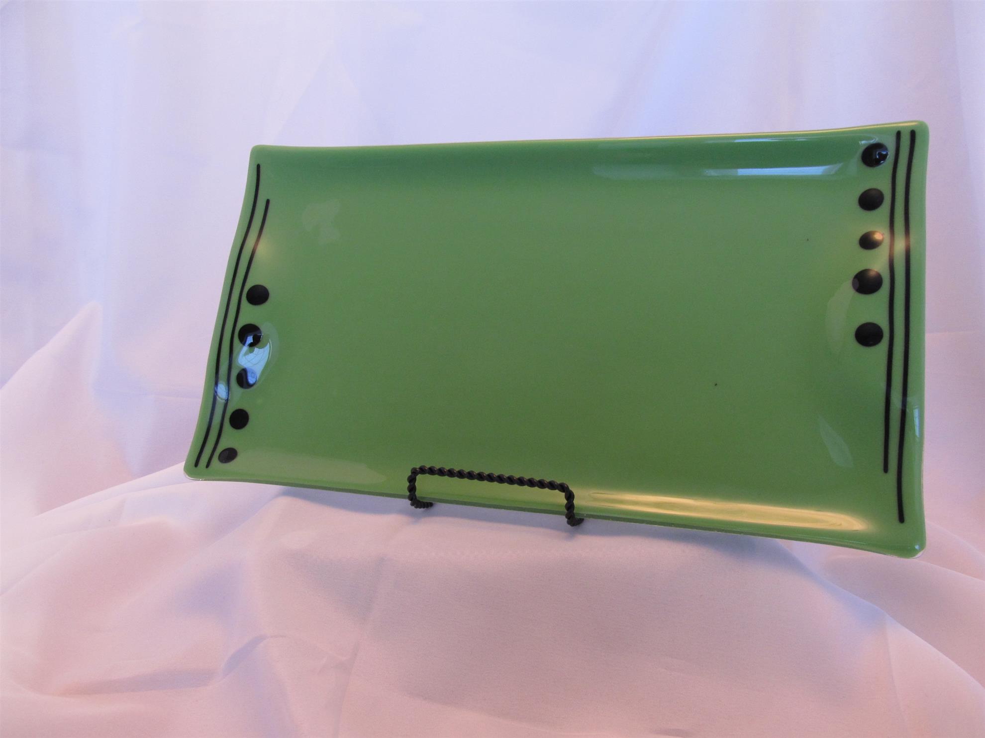 Handmade fused glass serving platter.