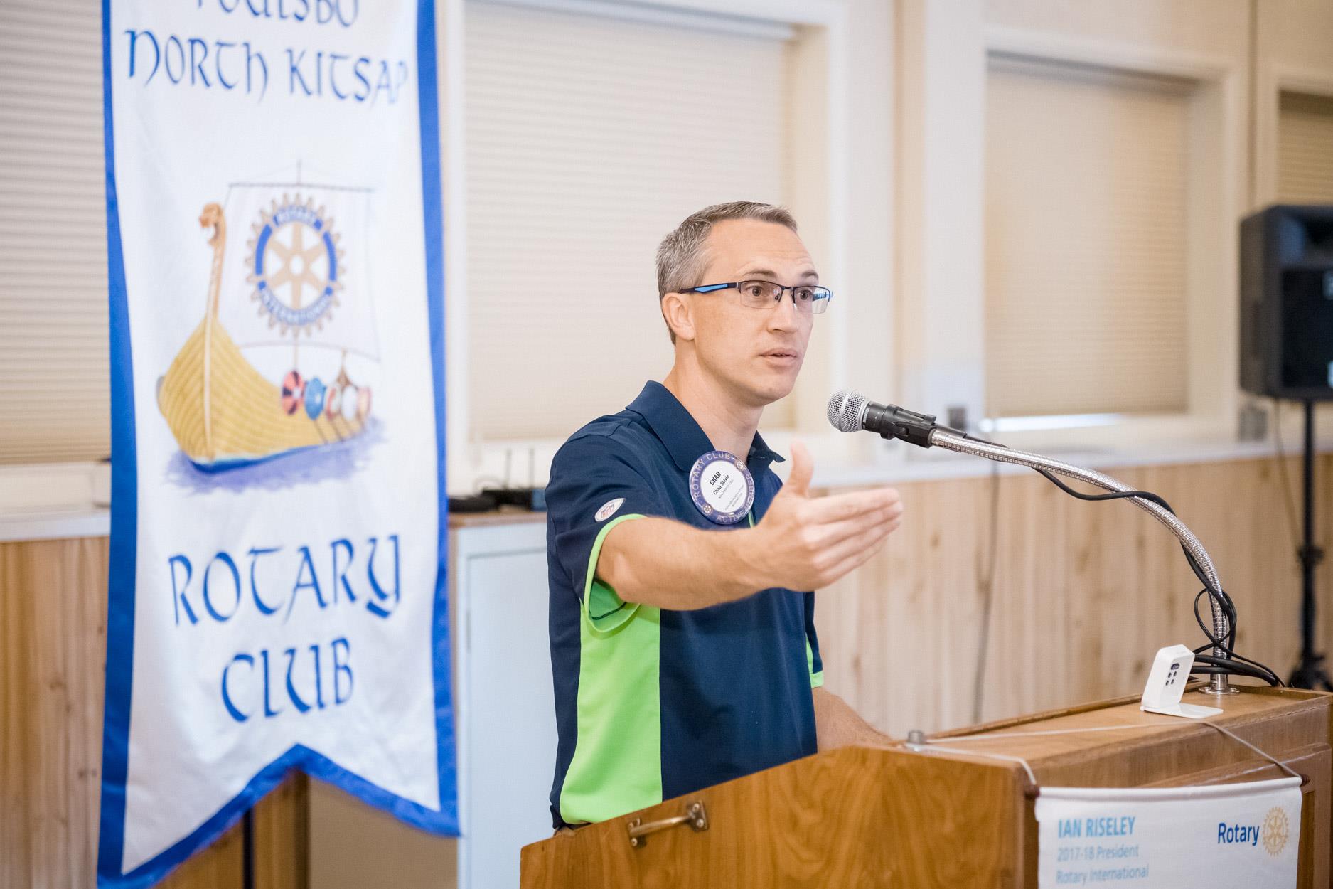 Chad Solvie updates the club on the Morrow Manor project