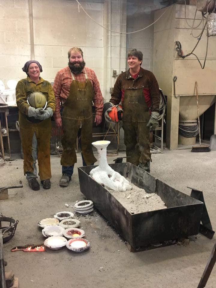 Foundry staff and the base piece donated by Shine Quarry