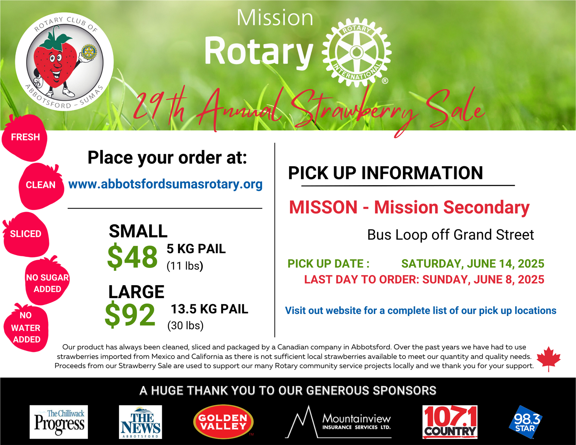 2025 29th Annual Strawberry Sales Fundraiser