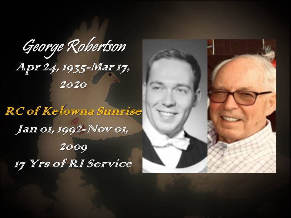 Remembering and Honouring Robertson Rotary Club of Kelowna Sunrise
