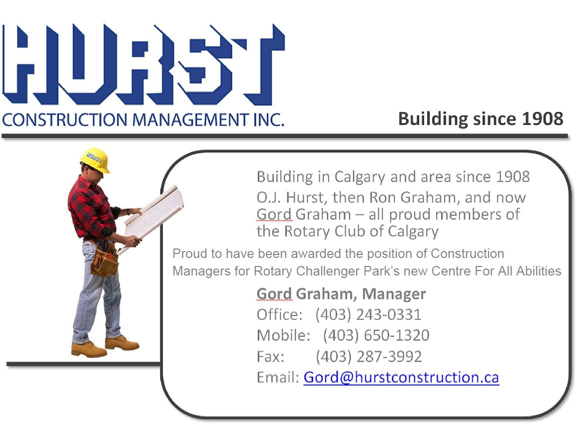 Thank you to our COG Sponsor Rotarian Gord Graham and Hurst