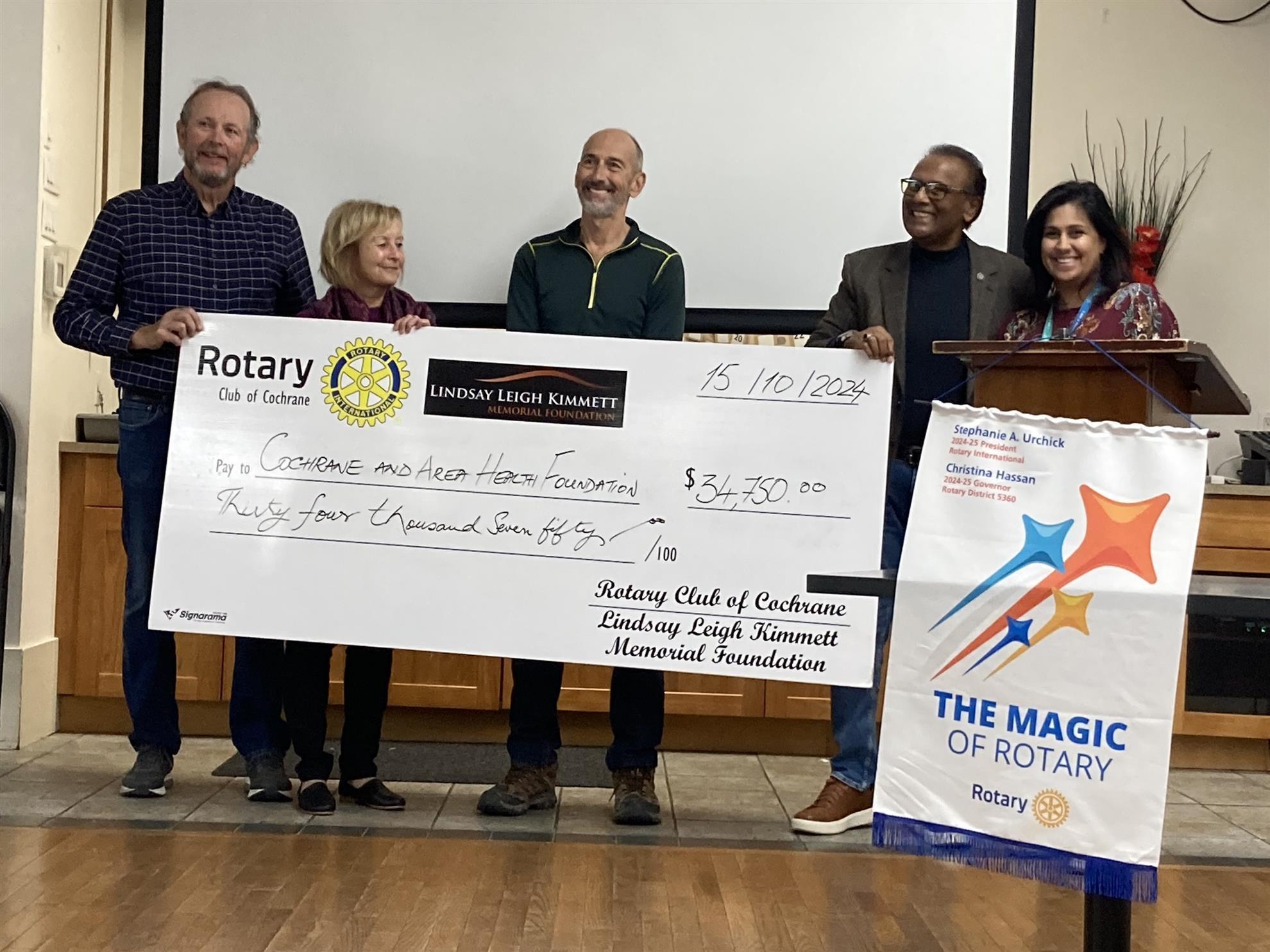 MTA 2024 Grant Cheque for the Cochrane Health Foundation