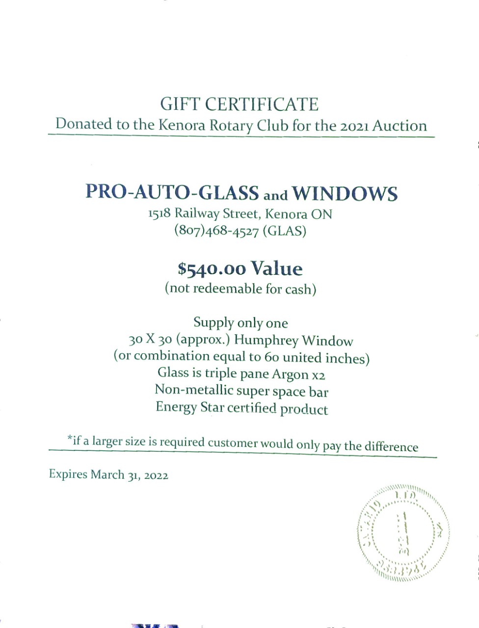 GST Online Auction Preview Rotary Club of Kenora