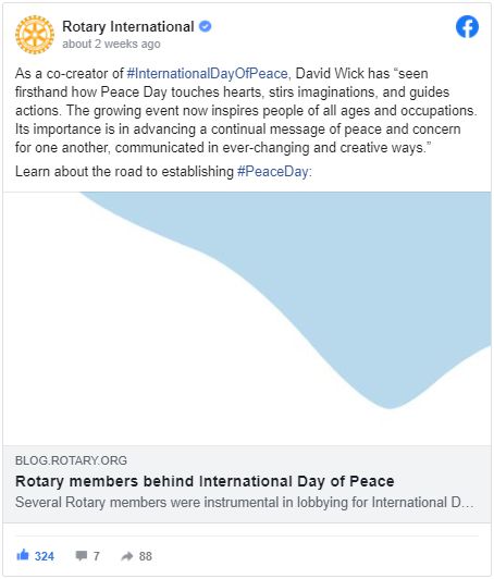 Rotary members behind International Day of Peace