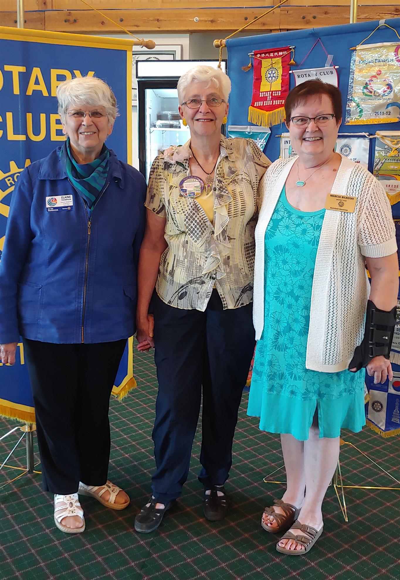 Paul Harris Fellow Elaine Elliot with DG Elaine Thompson & Marcia BilKoski
