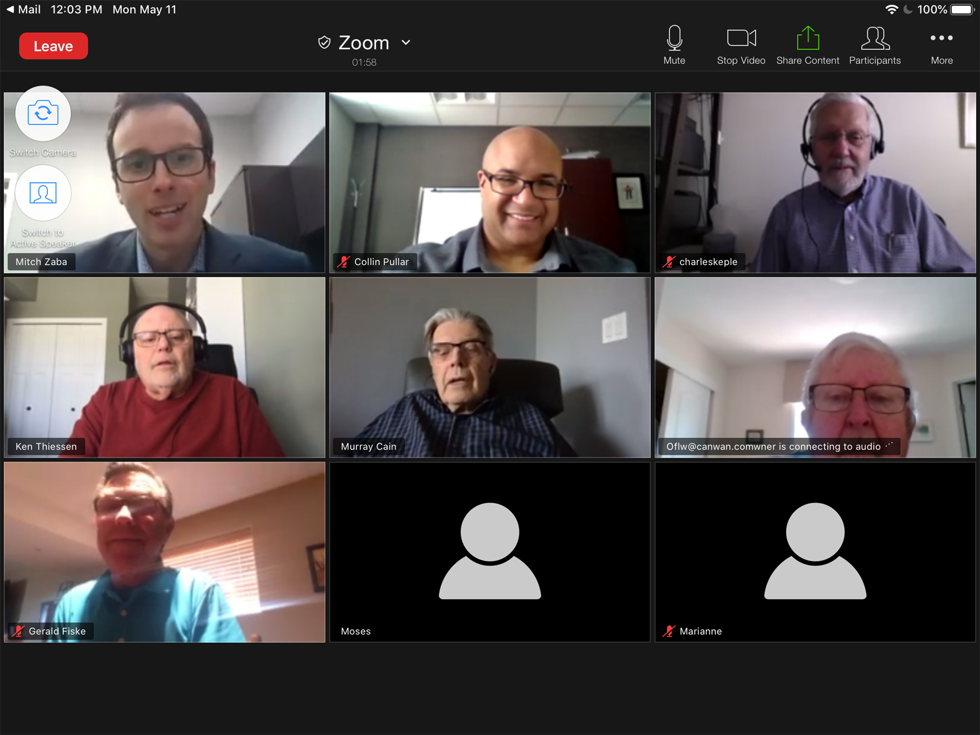 zoom test meeting with multiple participants