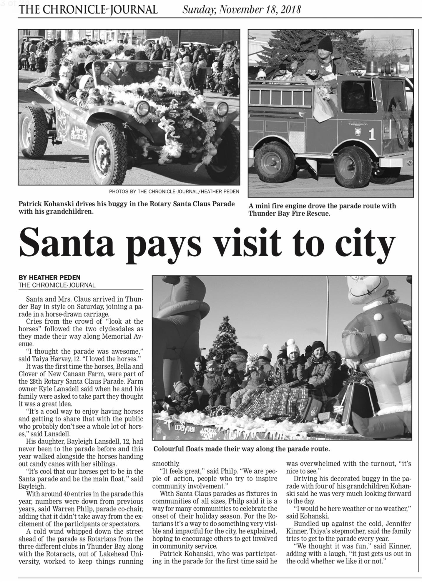 Rotary Santa Claus Parade Rotary Club of Thunder Bay (Port Arthur)