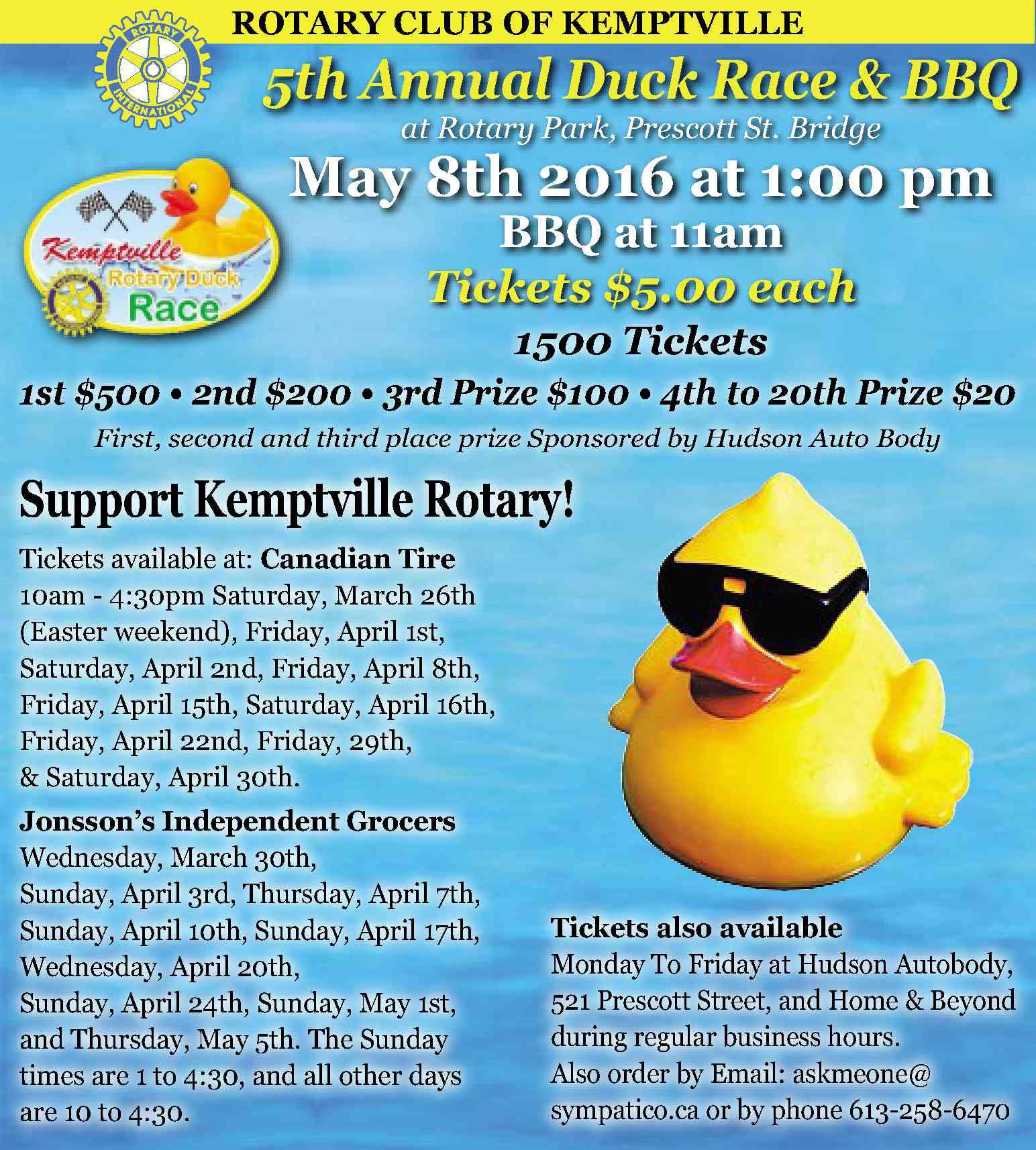 Annual Rotary Duck Race Rotary Club of Kemptville