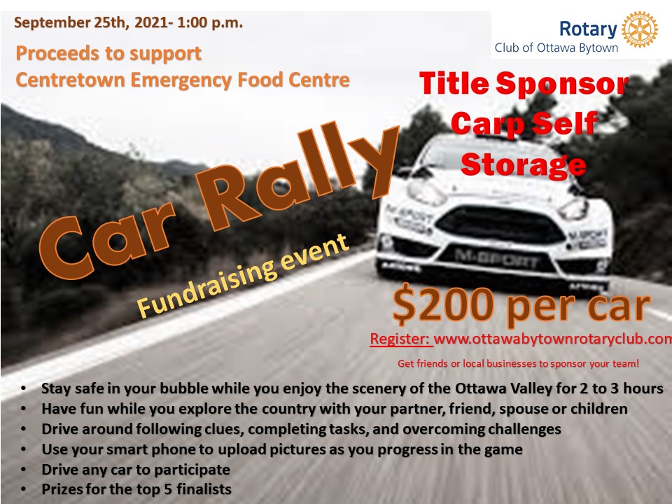 CAR RALLY- September 25th- 2021 | Rotary Club of Ottawa Bytown