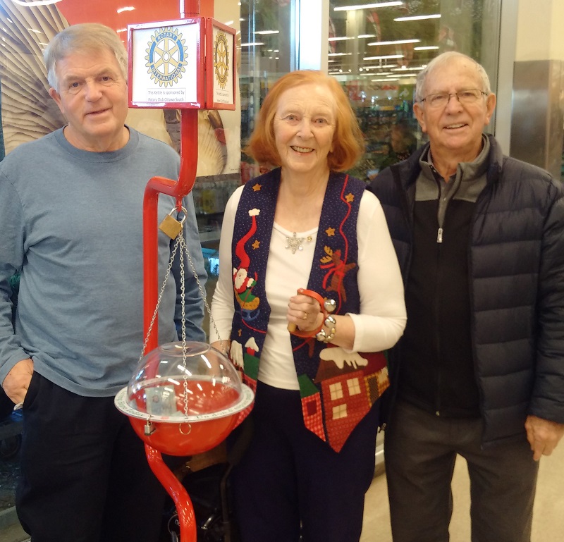 Rotary Club of Ottawa South members volunteer for the Salvation Army Christmas Kettle campaign.