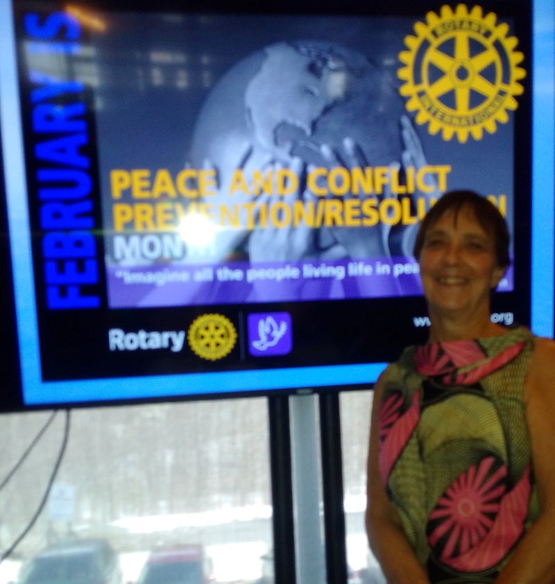 RCOS member Janine Parker presents on Rotary's areas of focus.