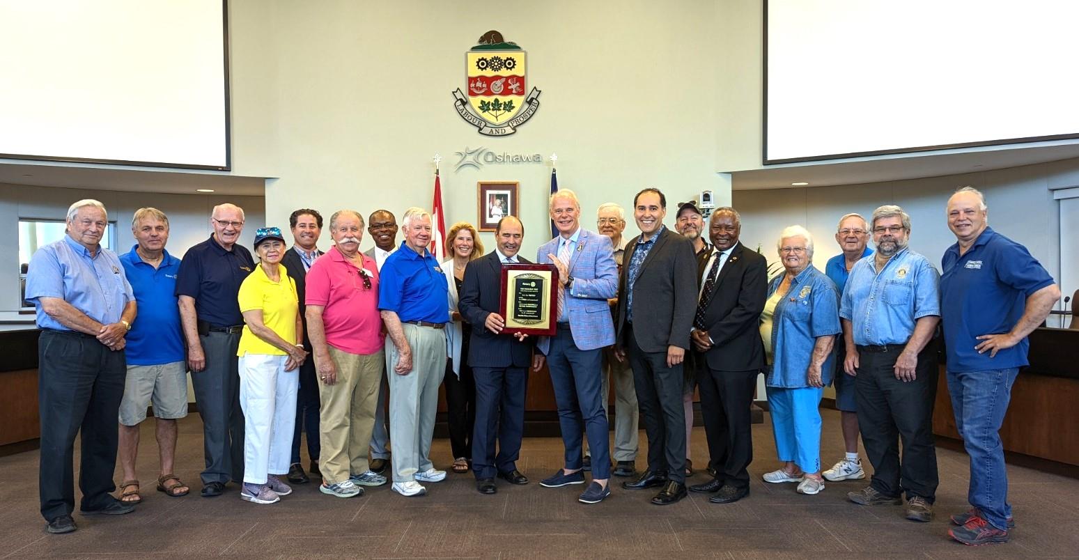 Rotary 4 Way Test Plaque Hangs High at Oshawa City Hall
