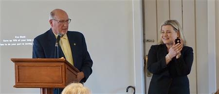 Recognizing Roxanne Gural with a Paul Harris Fellow Award for her support work in Ukraine