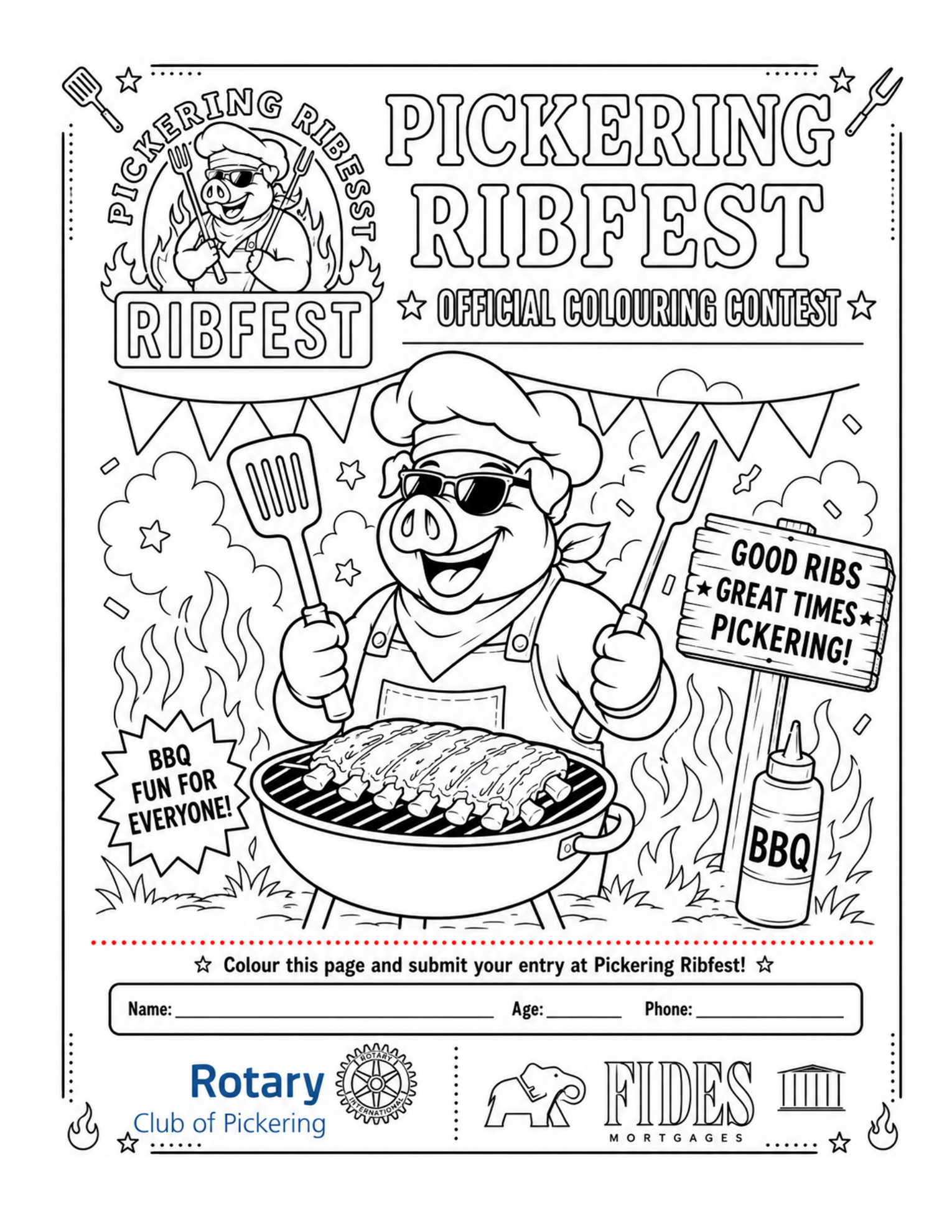 Pickering Rotary Ribfest Colouring Contest 2026!