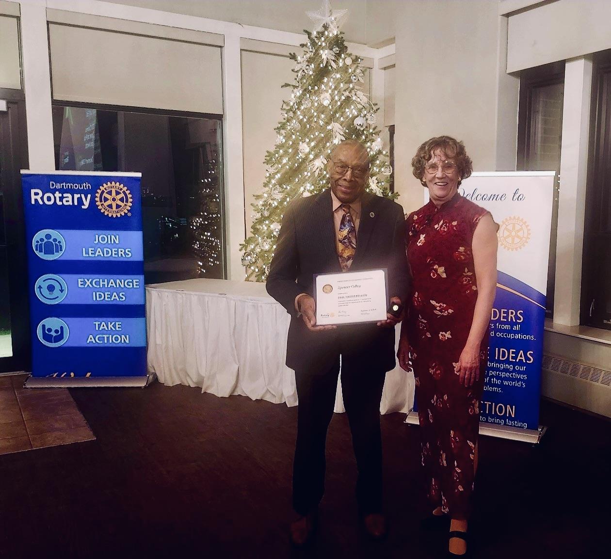 Paul Harris Fellow Spencer Colley professional and volunteer work in his community of East Preston as well as volunteer work in Rwanda and the Dominican Republic.