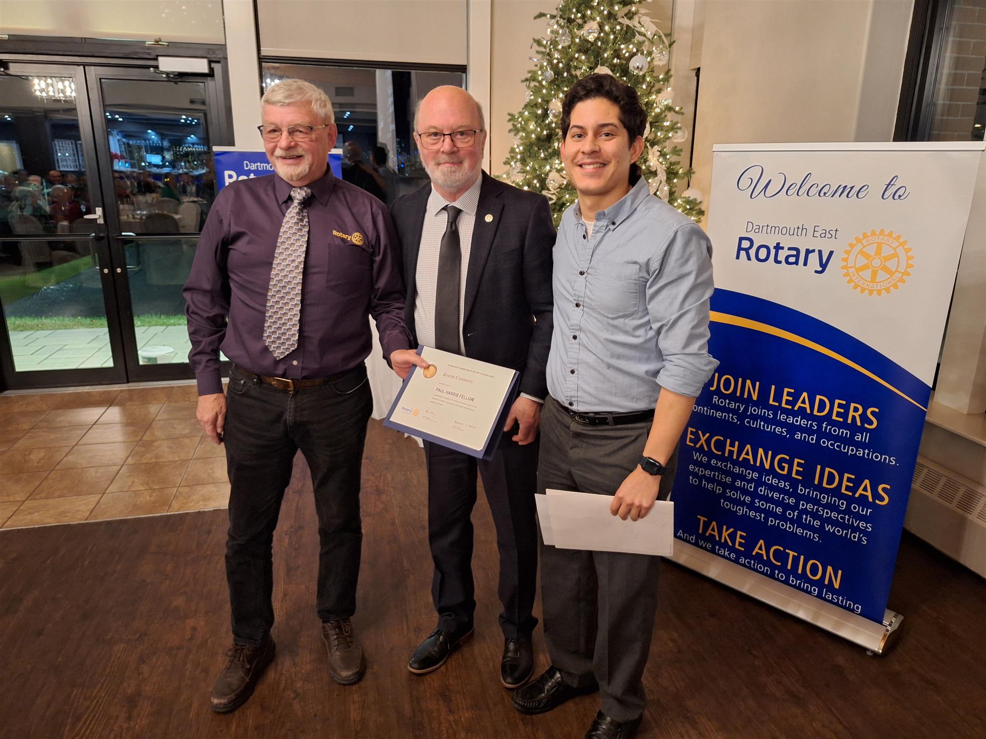 Rotarian Kevin Connors of the Rotary Club of Dartmouth East - 30 years plus of support to the  Rotary Youth Exchange Program. Presented by former Youth Exchange Student Matthew Quiroz