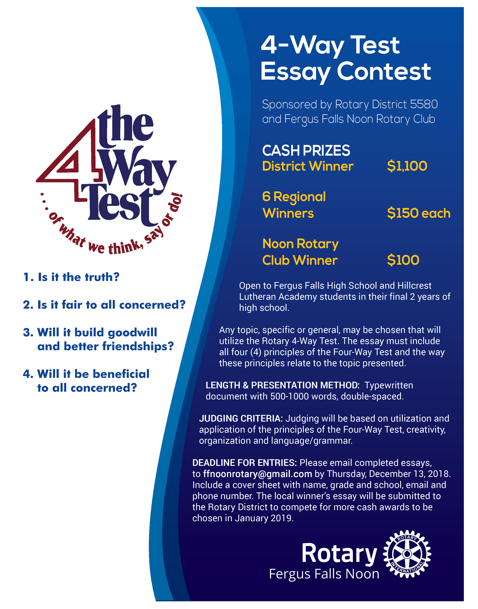 Rotary four way test essay