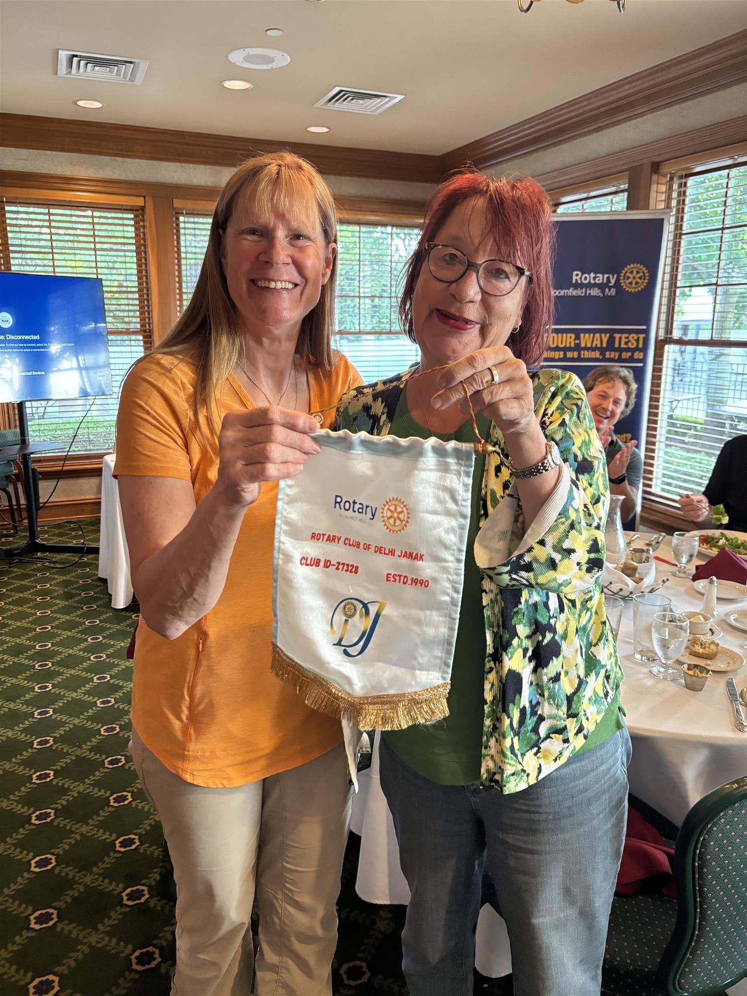 The Grunewalds bring back a Rotary club flag from India | Rotary Club ...