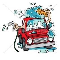 A red car is being splashed with water from a hose.

AI-generated content may be incorrect.