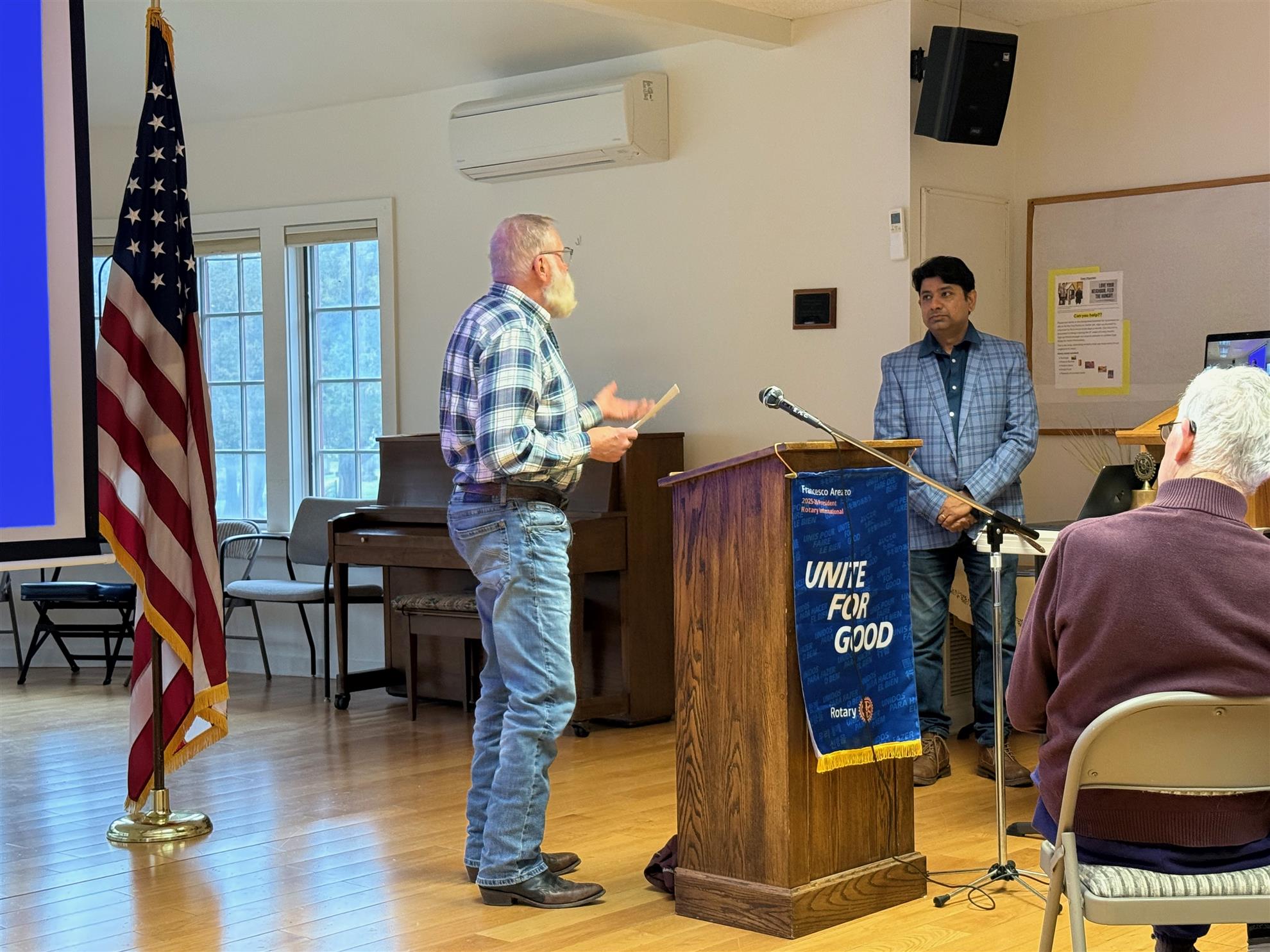 Rustam Sengupta of TukTu speaks during the April 16 Rotary meeting.