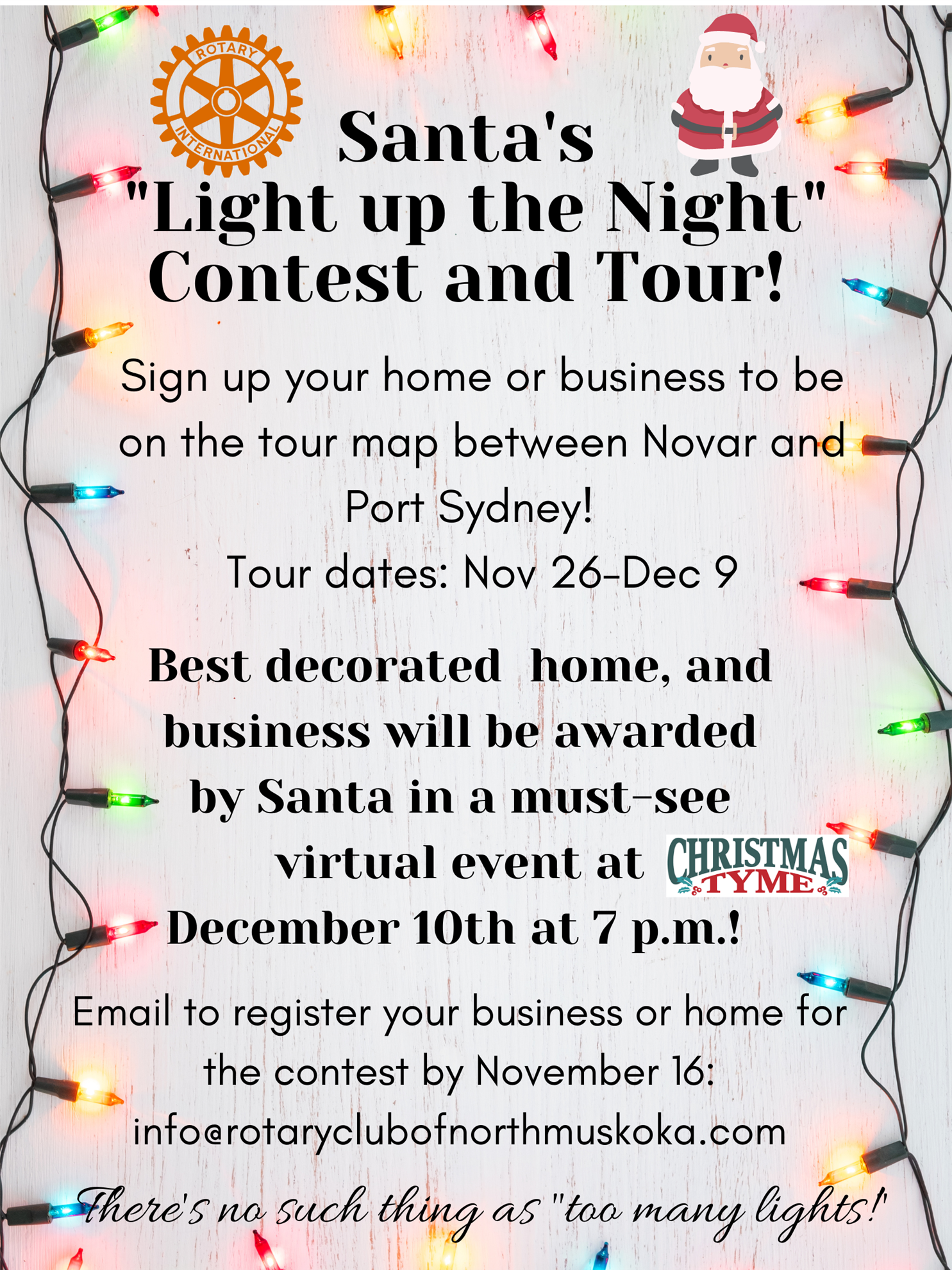 A poster for Santa's Light Up the Night 2021