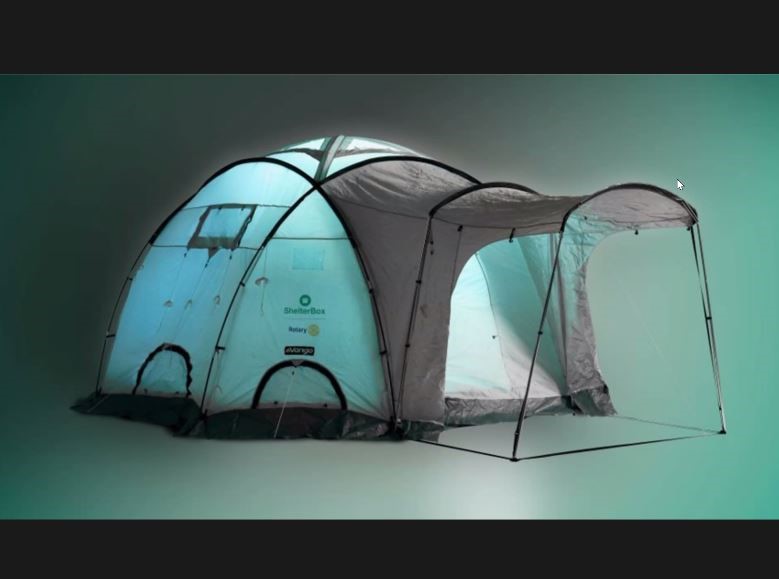A shelter box dome tent