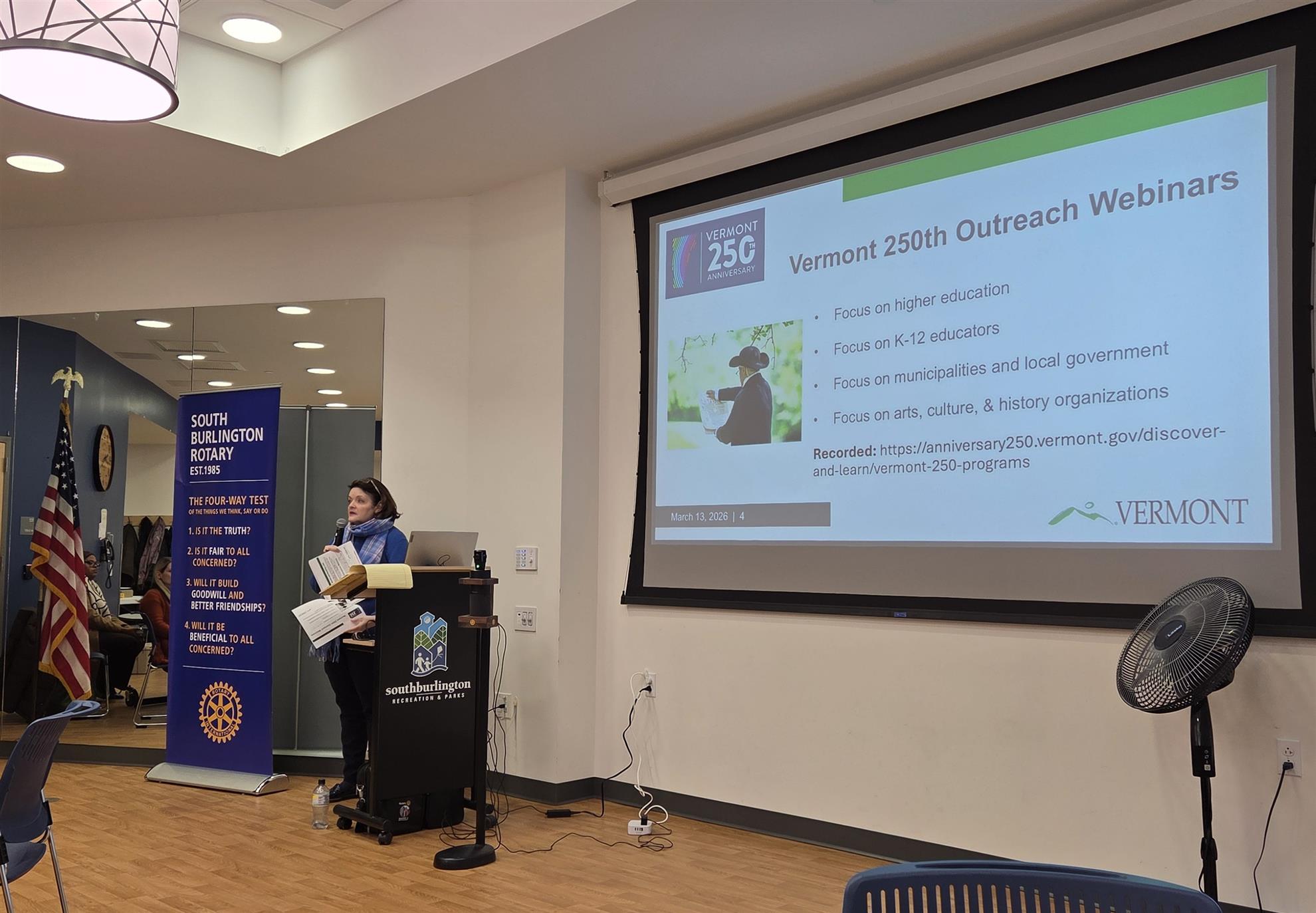 Laura Tieschmann gives a talk to the club.