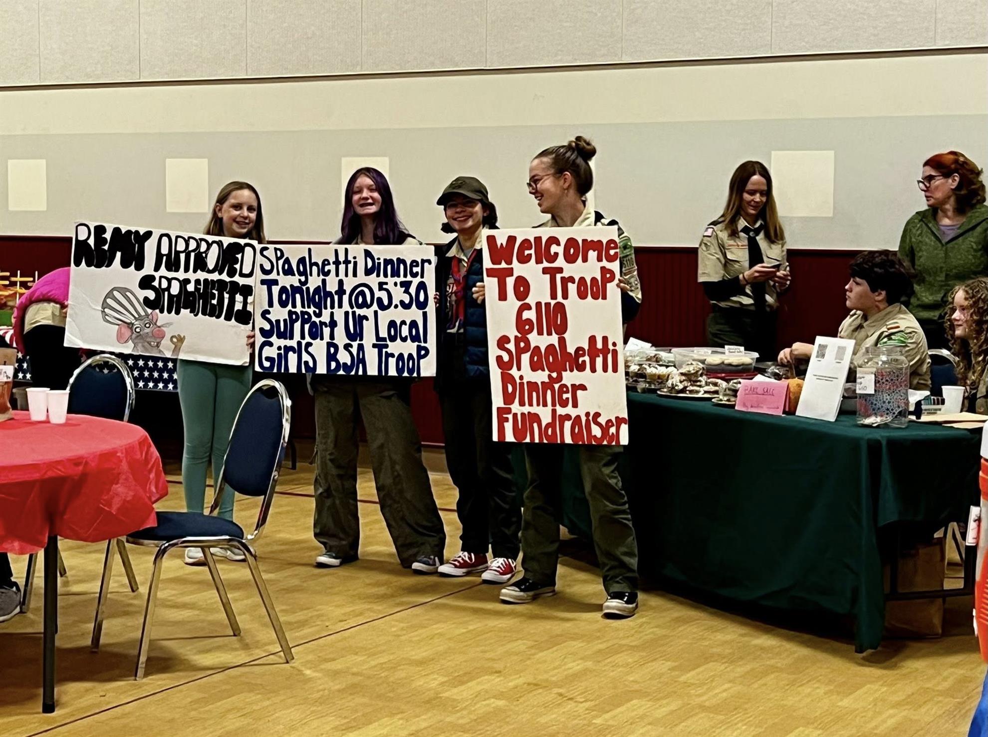 The club helped dish out pasta for Troop 6110 fundraiser in November