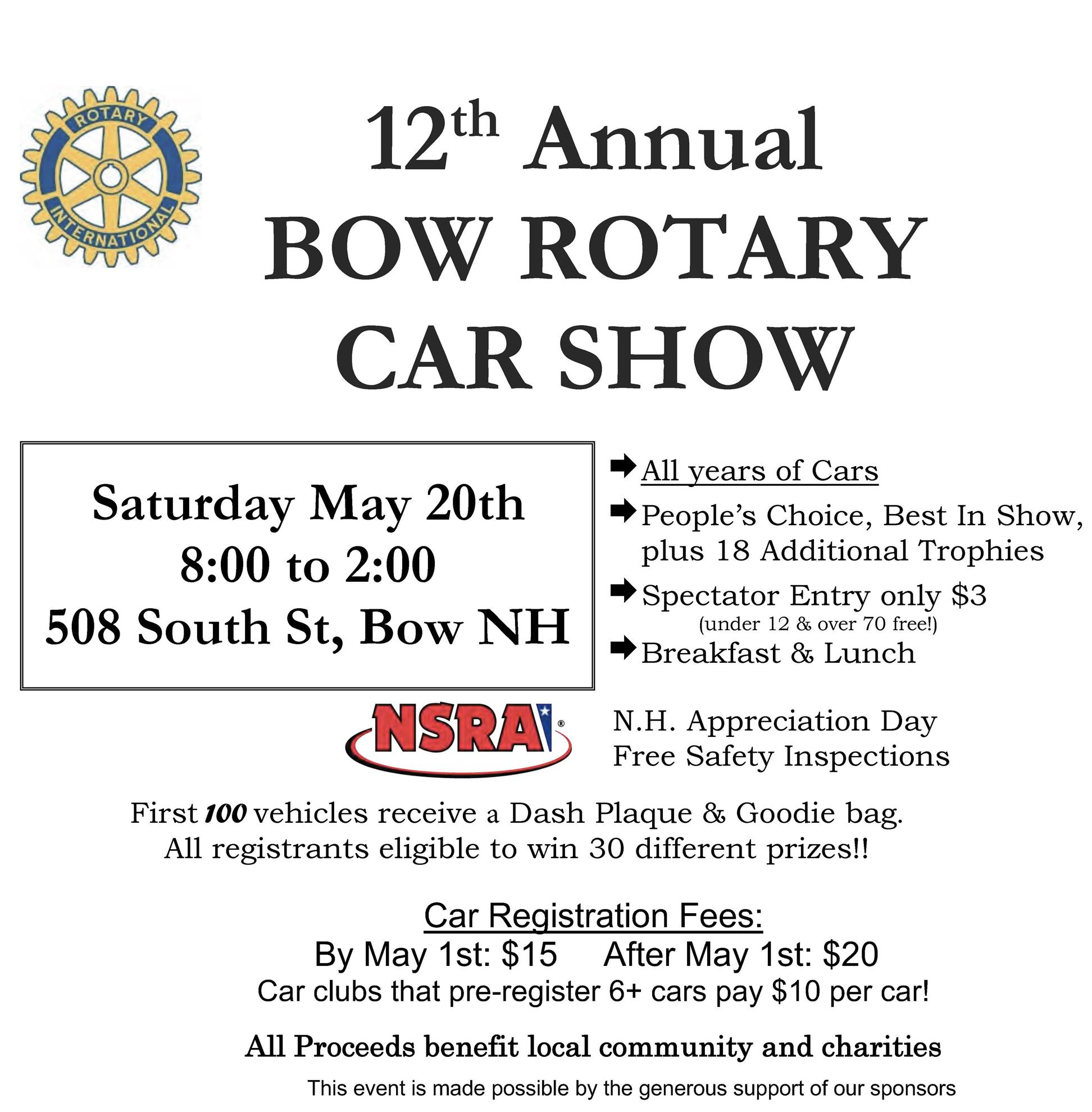 Bow Rotary Car Show Info The Rotary Club of Bow, New Hampshire