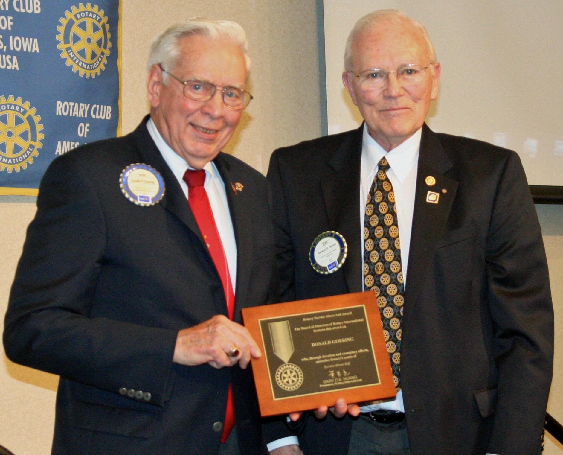 Service Above Self Award Rotary Club Of Ames