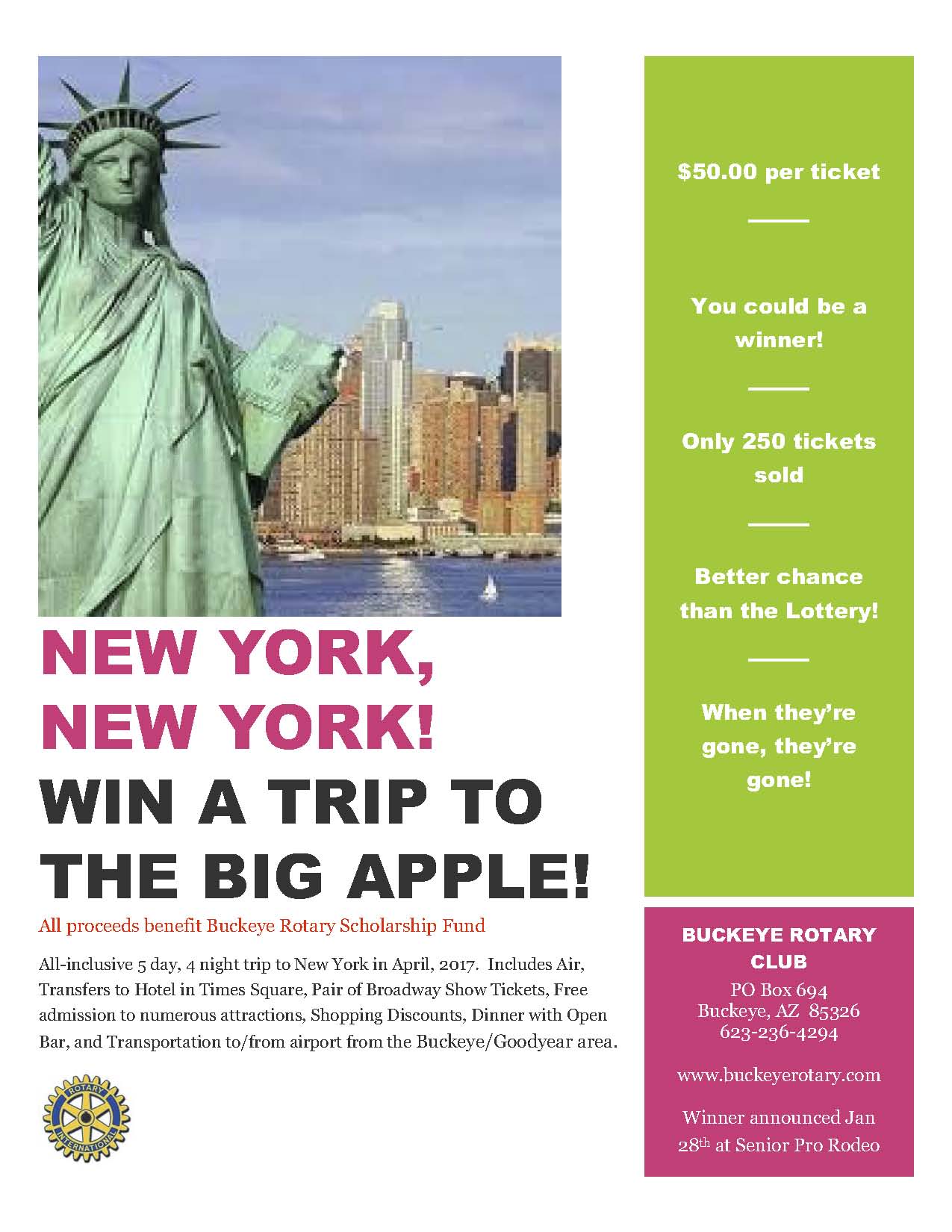Win a Trip to New York City! Rotary Club of Buckeye