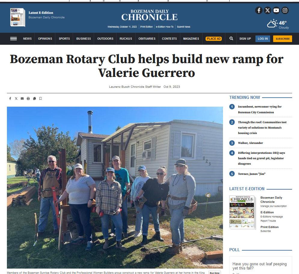 Local Media Covers Fix-Up Festival | Rotary Club of Bozeman Sunrise