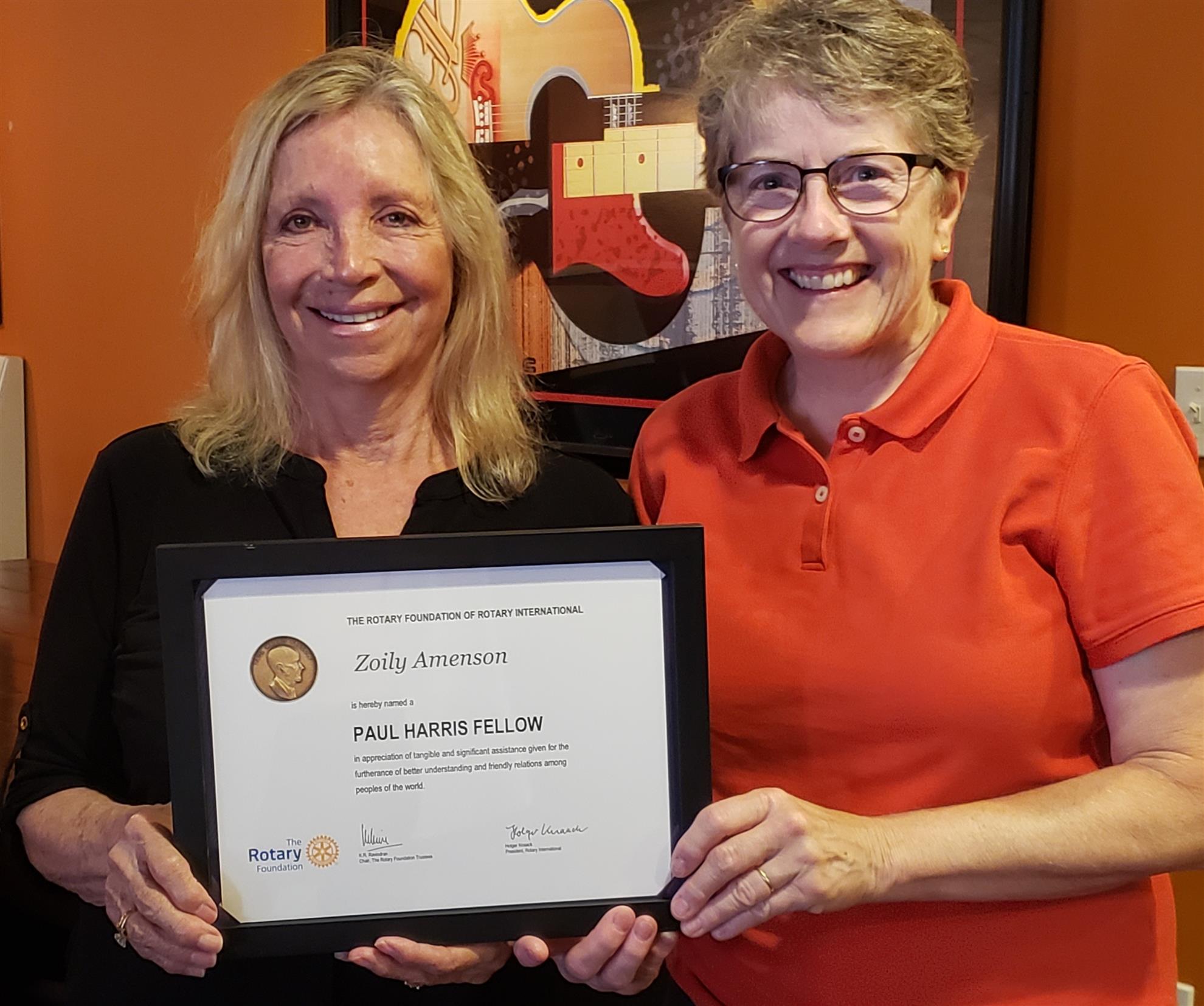 Zee, Cold Creek Inn Owner, Recognized | The Rotary Club of Benzie Sunrise