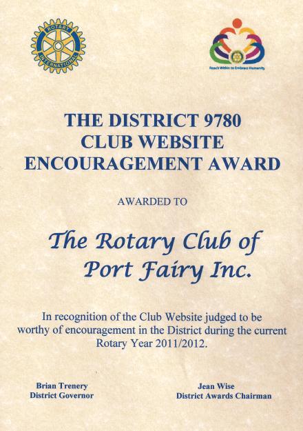 Rotary website award